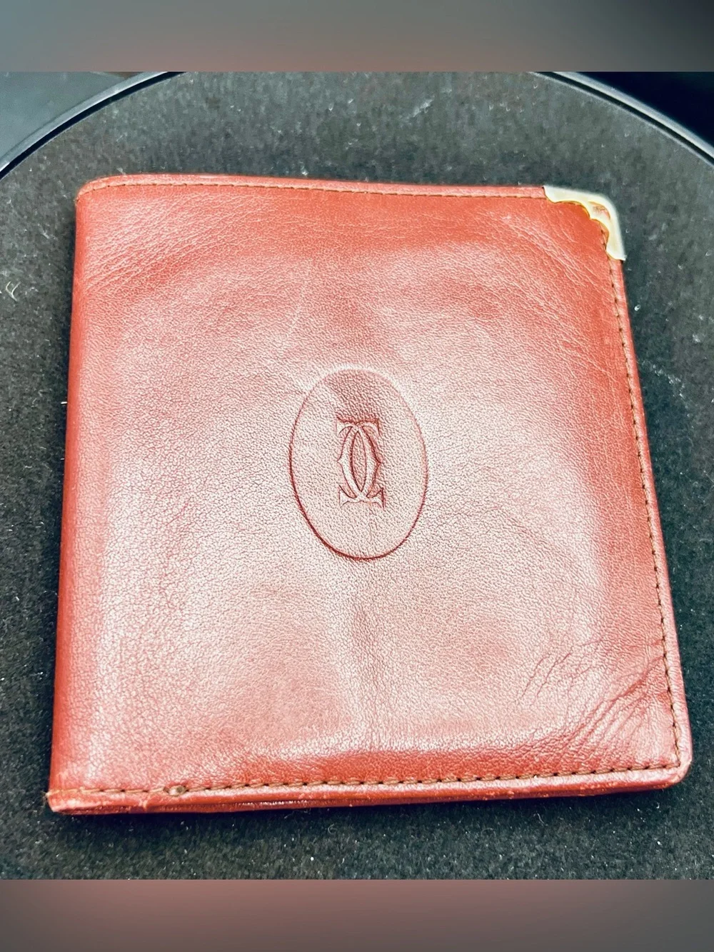 Cartier Vintage Must be Cartier Burgundy Leather Bifold Wallet w/GHW-Pre-Loved